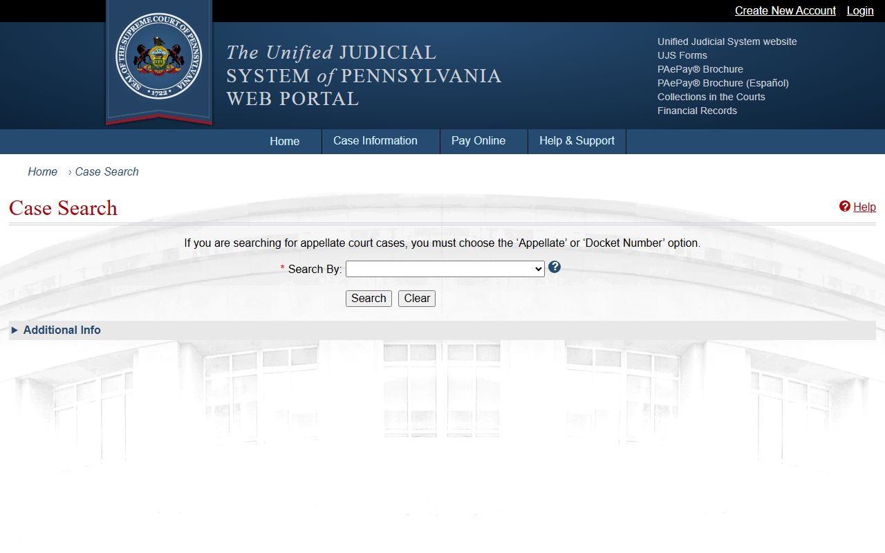 Pennsylvania UJS portal for Butler County court records after a jail arrest